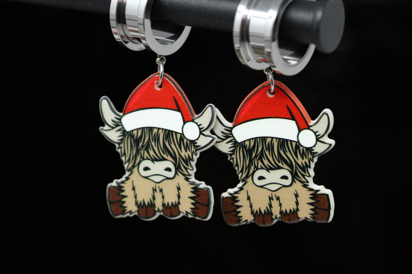 Yuletide Yak Stainless Steel Danglers - Screw on Tunnel (Pair) - TF152