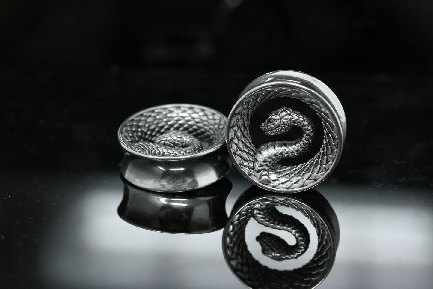 Snake serpent plugs - stainless steel