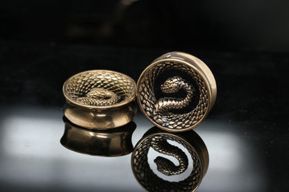 Serpent Coil Plugs - Stainless Steel Plugs - (Pair) - PSS262