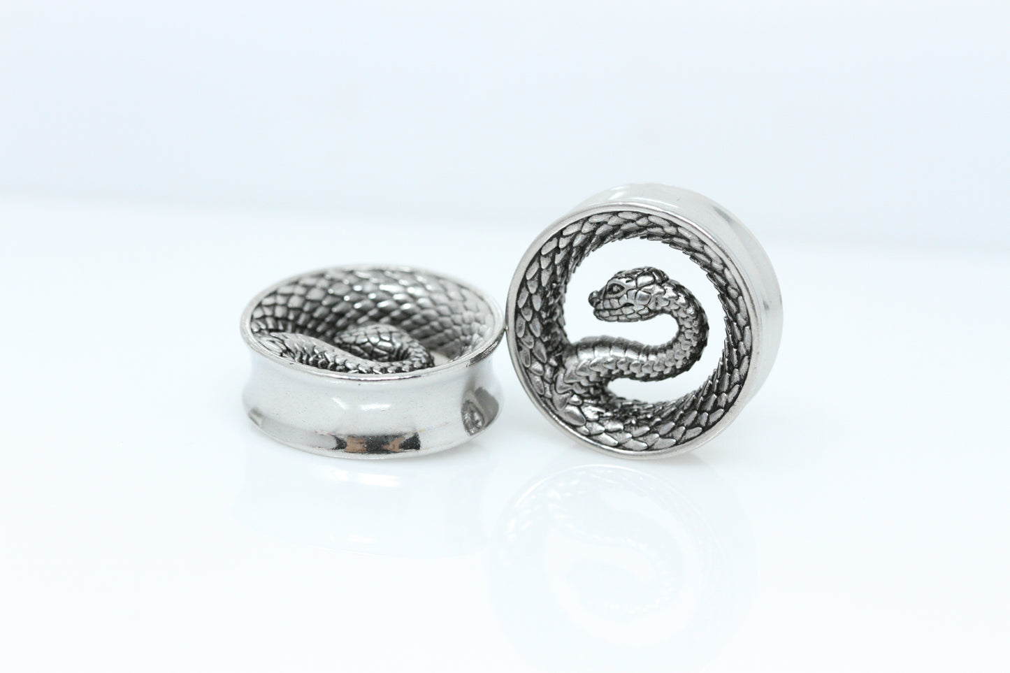 Serpent Coil Plugs - Stainless Steel Plugs - (Pair) - PSS262