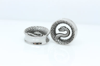 Serpent Coil Plugs - Stainless Steel Plugs - (Pair) - PSS262