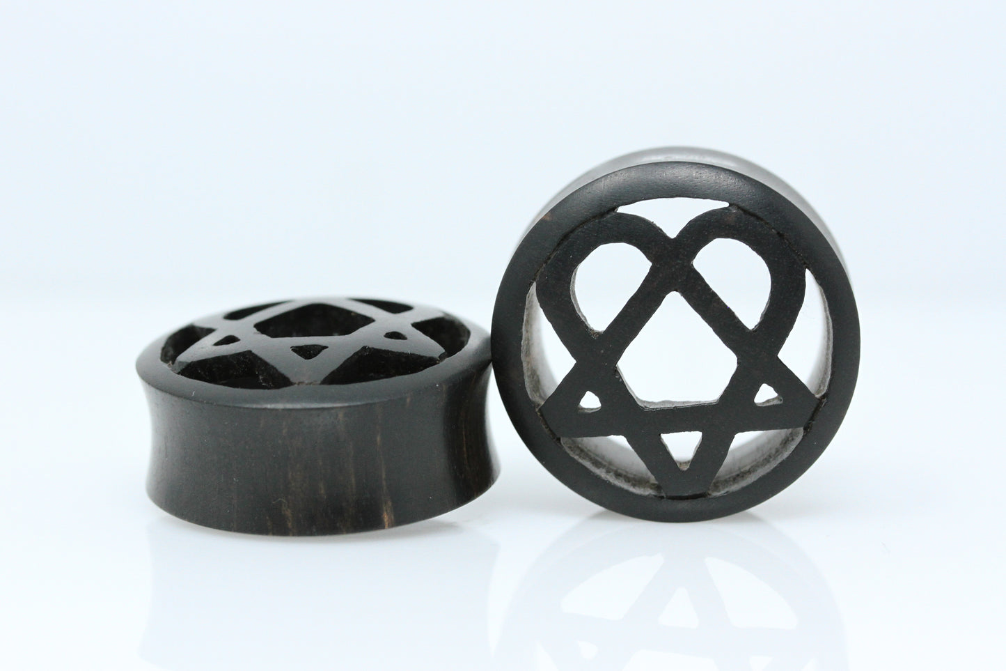 Heartagram Wooden Plugs - Hand-Carved Plugs (Pair) - PA184