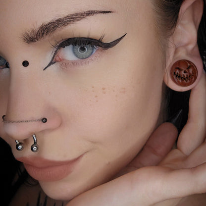 Evil Pumpkin Wooden Plugs - (Pair) - PA105