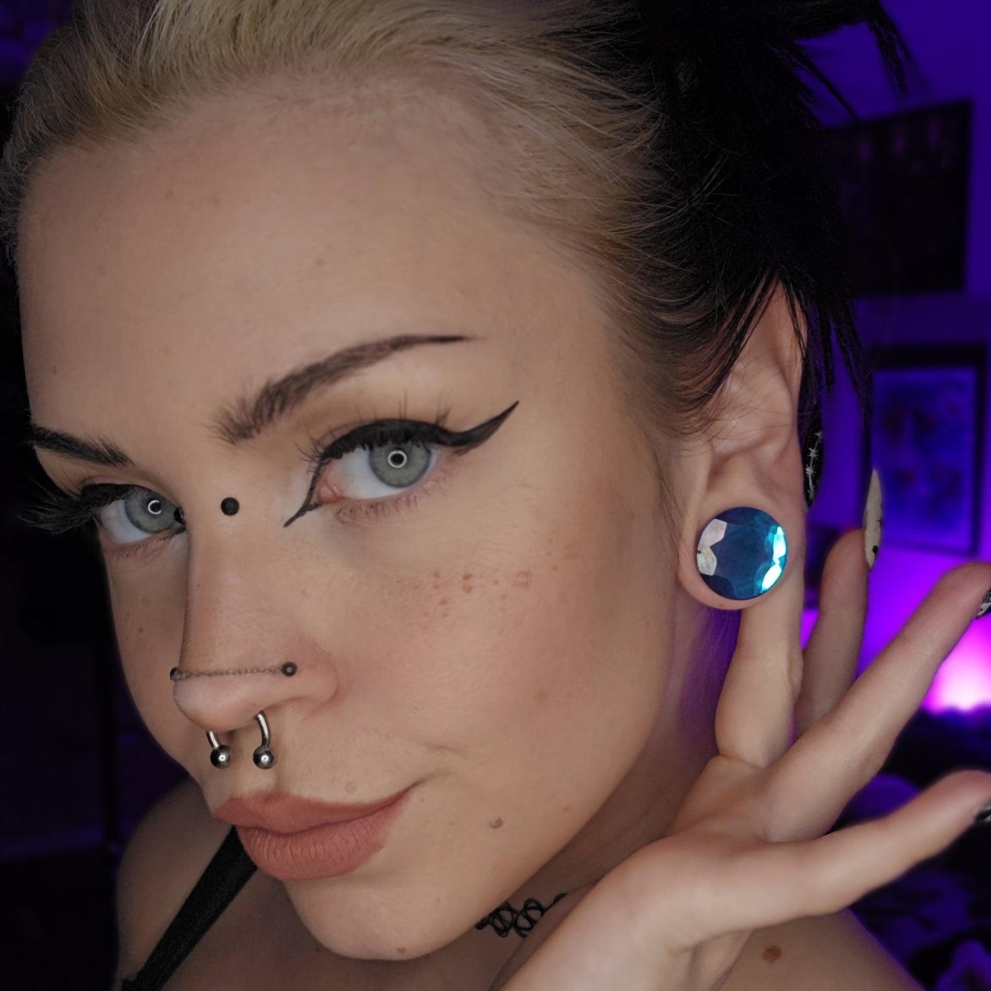 Princess Gem Faceted Cut Plugs - (Pair) - PH94