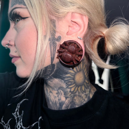 Spider Wooden Plugs - (Pair) - PA106