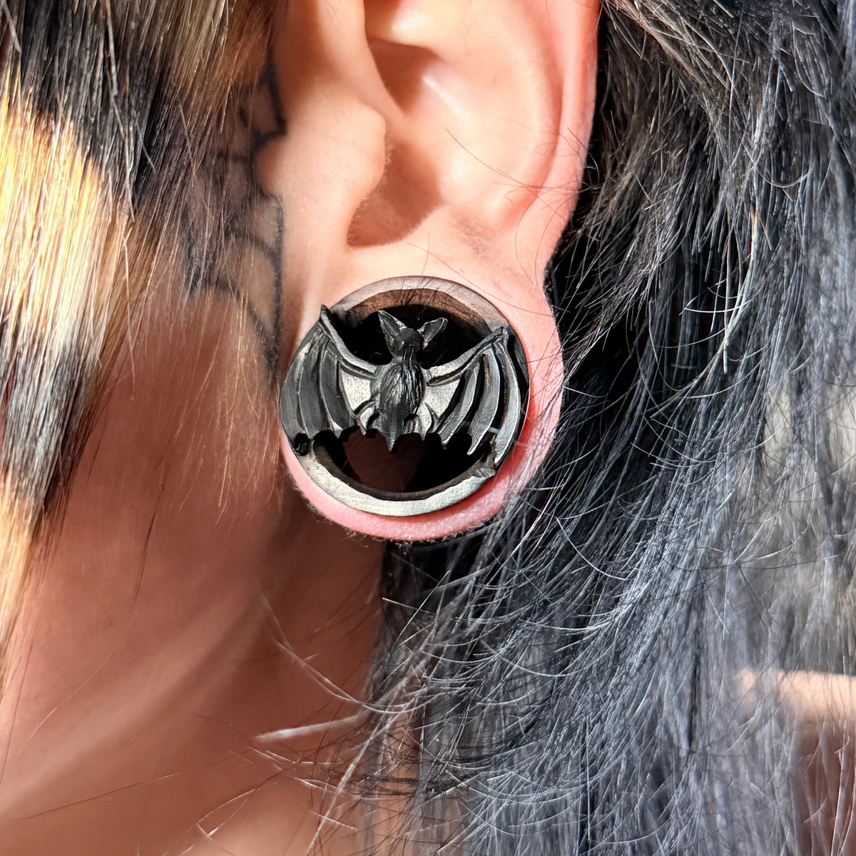 Vampire Bat Wooden Plugs - (Pair) - PA107