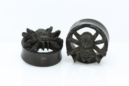 Black Spider Wooden Plugs - (Pair) - PA119