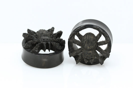 Black Spider Wooden Plugs - (Pair) - PA119