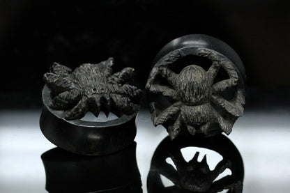 Black Spider Wooden Plugs - (Pair) - PA119