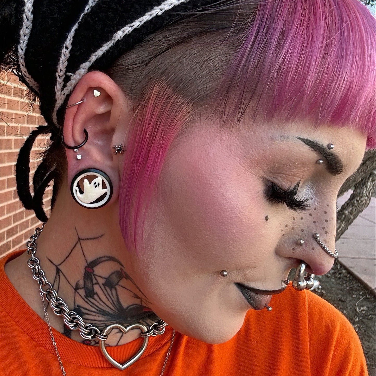 Wood and Bone Ghost Plugs - Hand Carved (Pair) - PA129