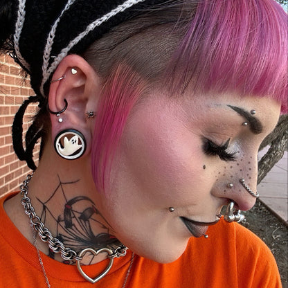 Wood and Bone Ghost Plugs - Hand Carved (Pair) - PA129