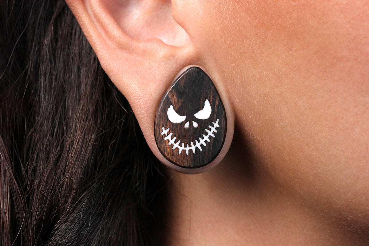 Mr. Sinister Teardrop Plugs - Wood Pumpkin Plugs (Pair) - PA176