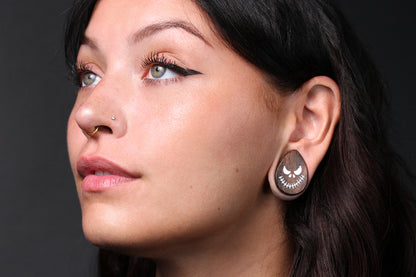 Mr. Sinister Teardrop Plugs - Wood Pumpkin Plugs (Pair) - PA176