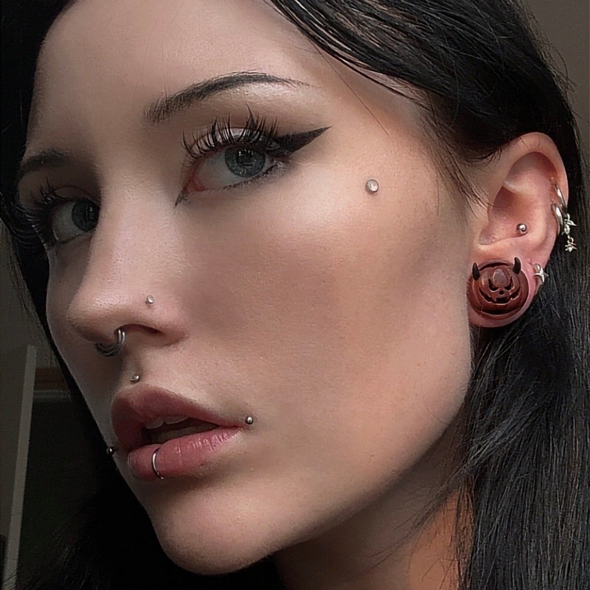 Devil Pumpkin Plugs - Wood Pumpkin Plugs (Pair) - PA180