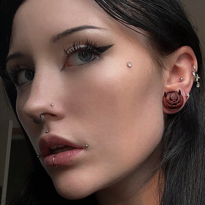 Devil Pumpkin Plugs - Wood Pumpkin Plugs (Pair) - PA180