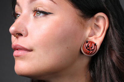 Devil Pumpkin Plugs - Wood Pumpkin Plugs (Pair) - PA180