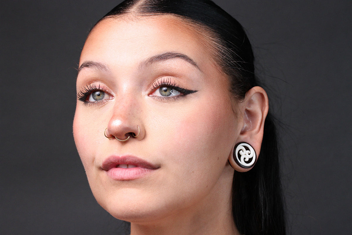 Hand Carved Bone and Wood Tunnels (Pair) - PA21