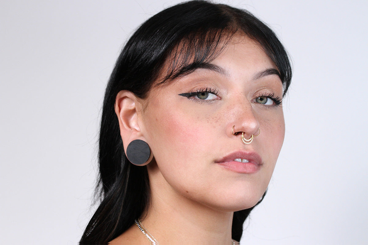 black silicone gauged ears