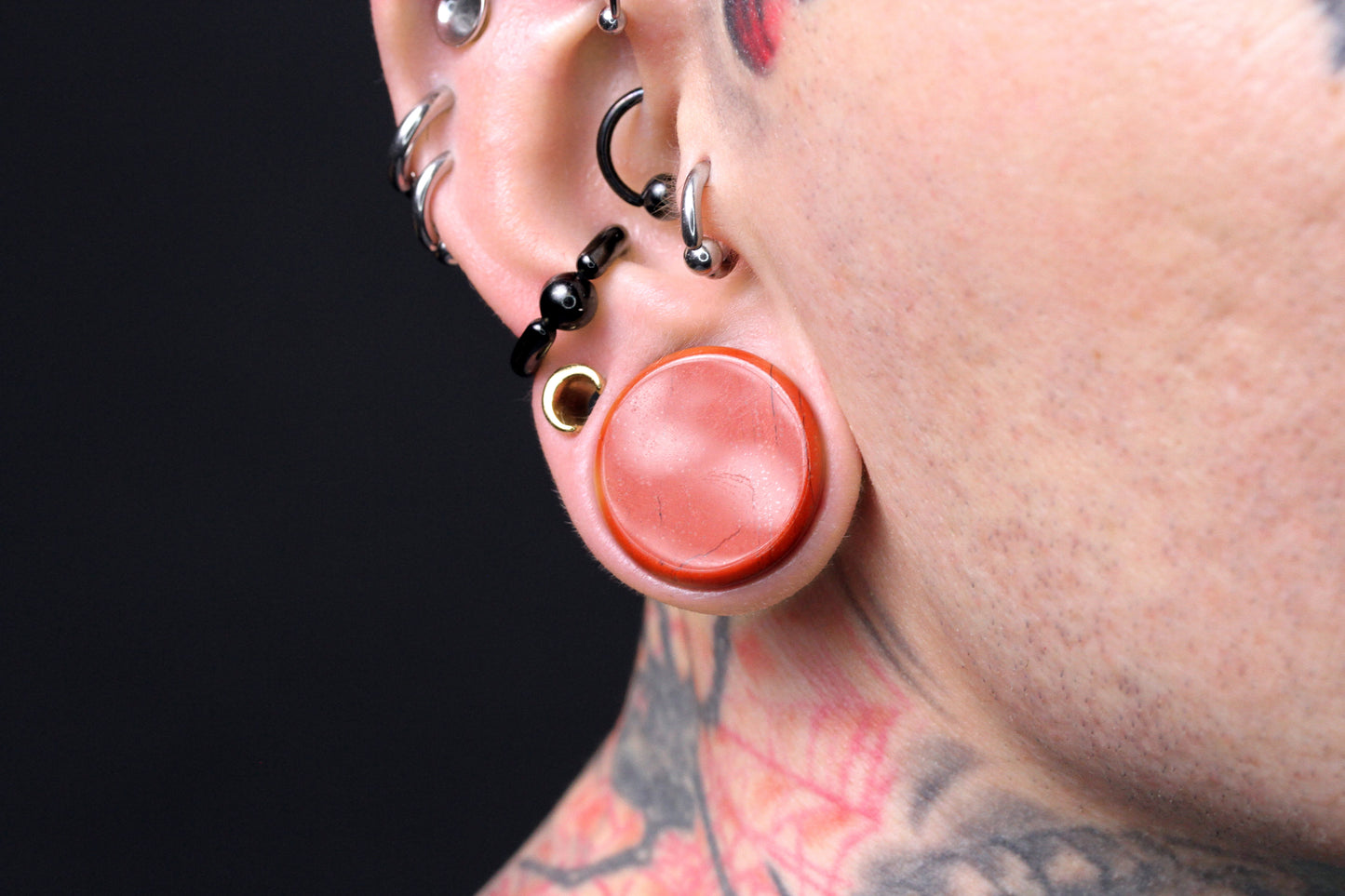 Red Jasper Stone Plugs for stretched ears (Pair) - PH127