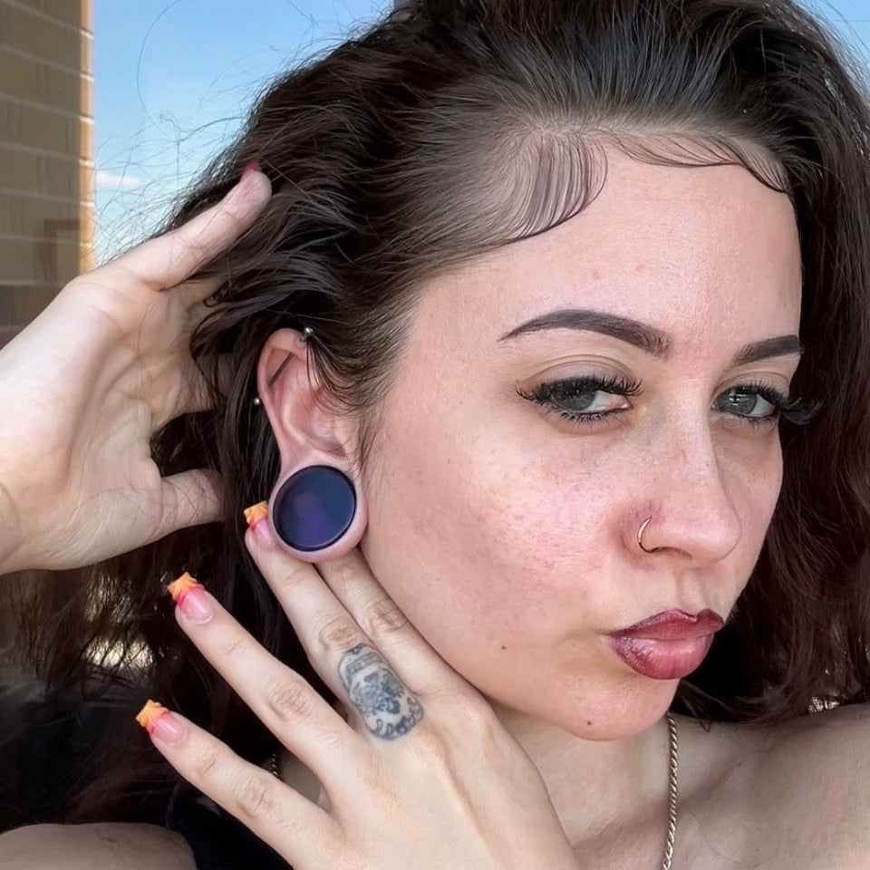Purple Glass Plugs for Stretched Ears (Pair) - PH141