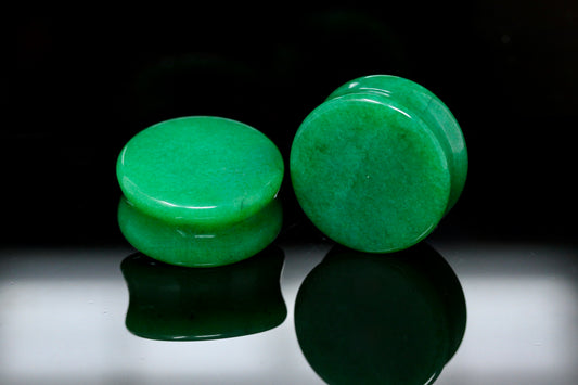 Green Jade Plugs for Stretched Ears (Pair) - PH143