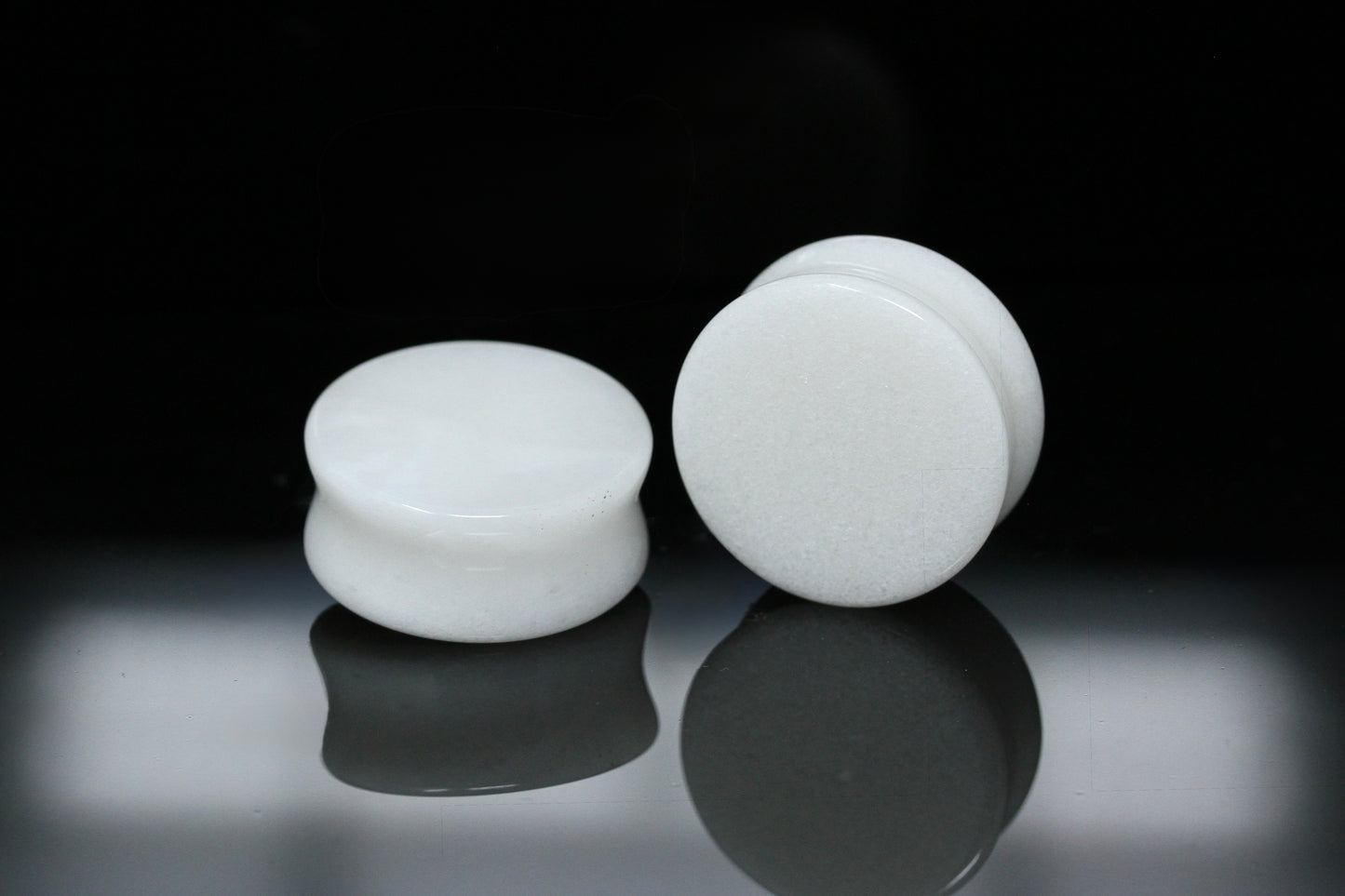 White Jade Double Flare Plugs (Pair) - PH151