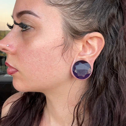 Royal Gem Faceted Cut Plugs - (Pair) - PH167