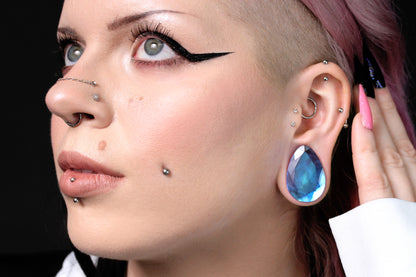 Princess Tears Faceted Cut Teardrop Plugs - (Pair) - PH169