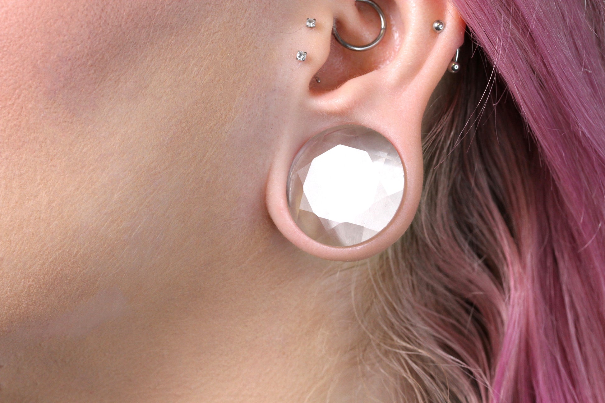 clear gauges sparkly gems