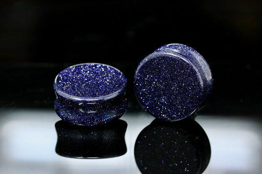 Blue Goldstone Galaxy Plugs for stretched ears (Pair) - PH37