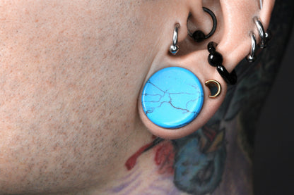Blue Howlite Plugs for stretched ears (Pair) - PH50