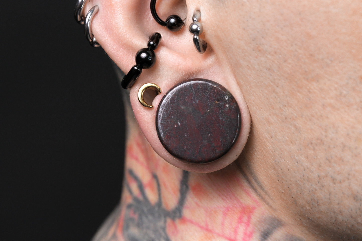 Black Magma Stone Plugs for stretched ears (Pair) - PH52