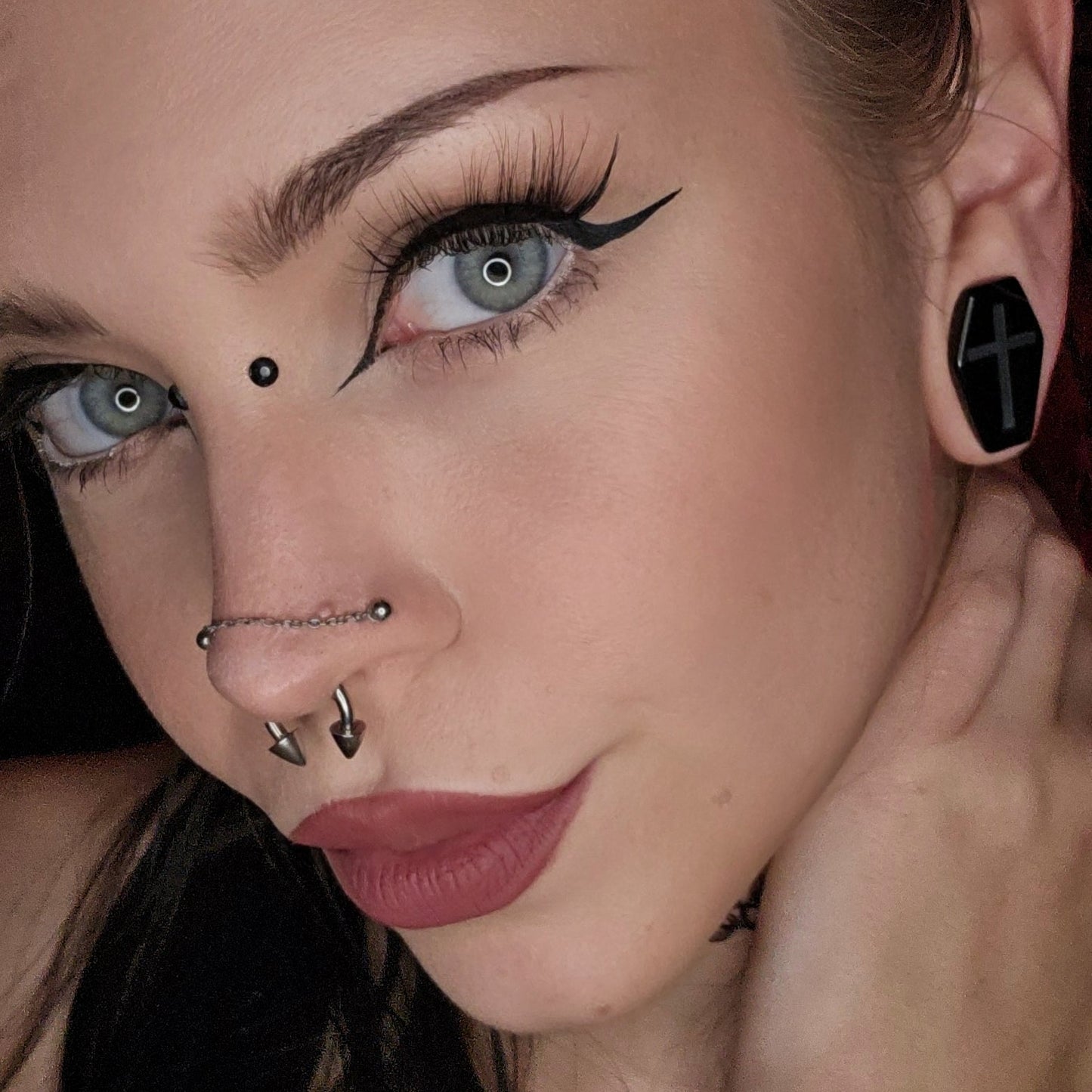 Black Cross Obsidian Coffin Plugs - PH87
