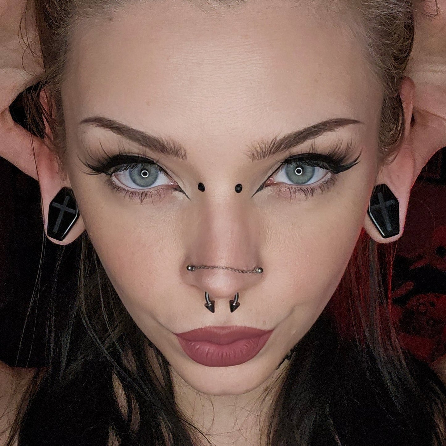 Black Cross Obsidian Coffin Plugs - PH87