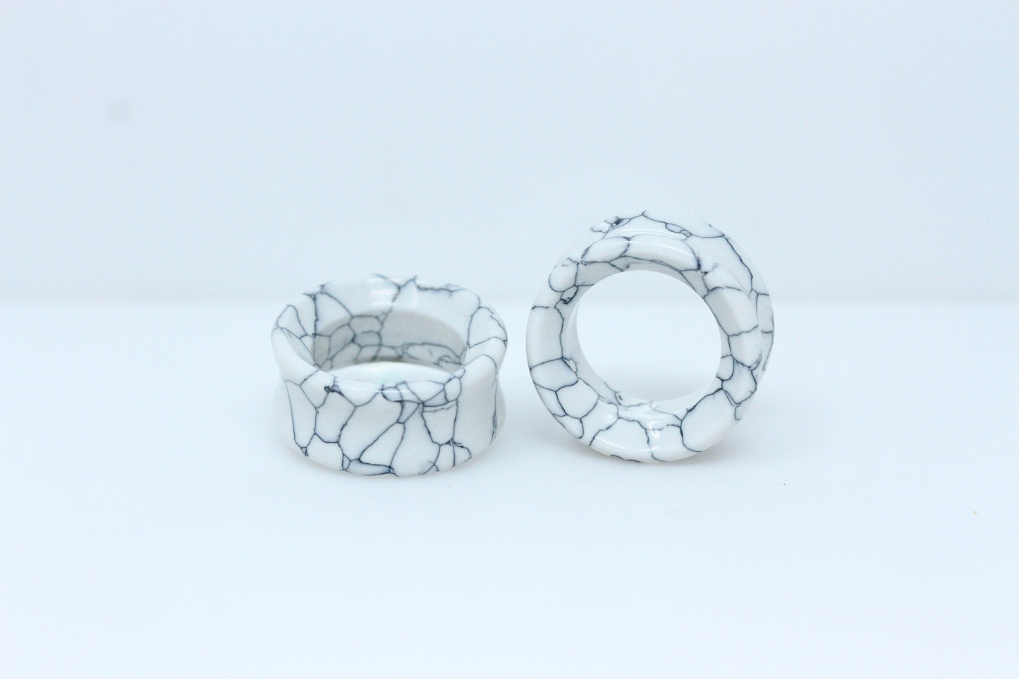 White Howlite Tunnels (Synthetic) - (Pair) - PH93