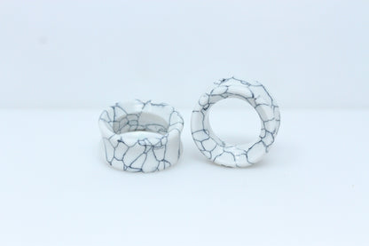 White Howlite Tunnels (Synthetic) - (Pair) - PH93