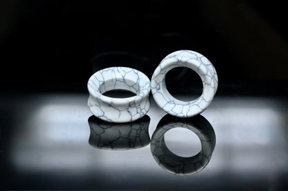 White Howlite Tunnels (Synthetic) - (Pair) - PH93