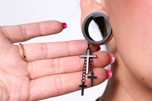 triple cross gauged ear tunnels