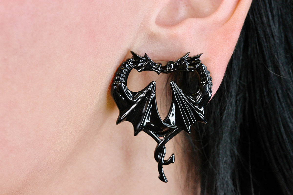 Black Dragon Heart Plugs (Pair) - PSS119