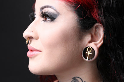 Ankh Stainless Steel Tunnels - Screw on Plugs (Pair) - PSS162