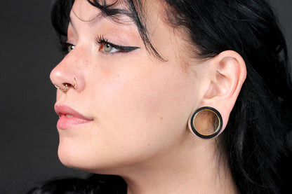 Stainless Steel Black on Gold Tunnels - PSS164