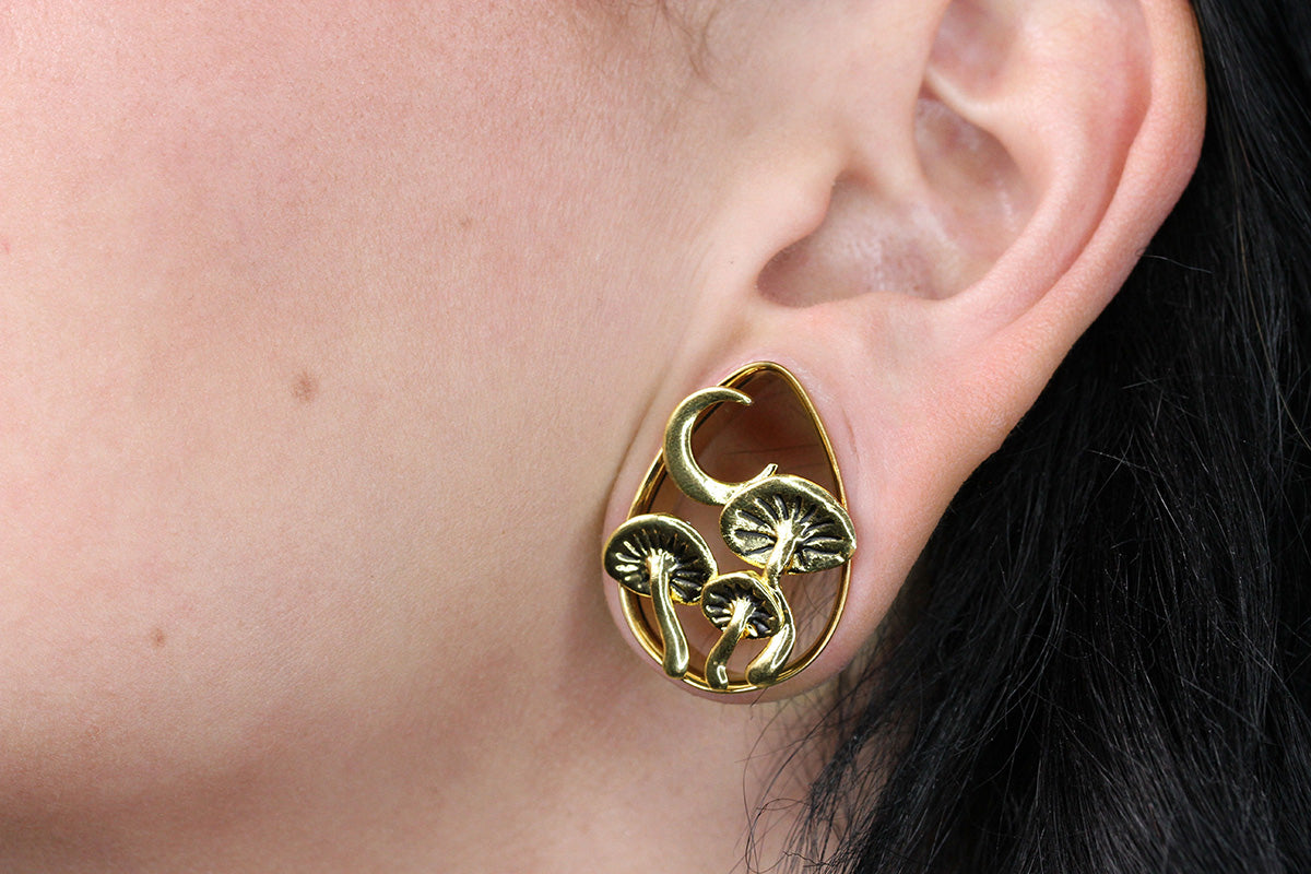 Golden Mushrooms Teardrop Tunnels (Pair) - PSS167