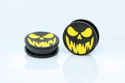 Dark Halloween Pumpkin Stainless Steel Plugs (Pair) - PSS179
