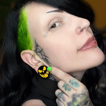 Dark Halloween Pumpkin Stainless Steel Plugs (Pair) - PSS179