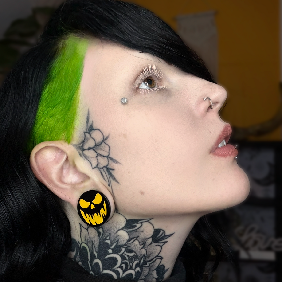 Dark Halloween Pumpkin Stainless Steel Plugs (Pair) - PSS179