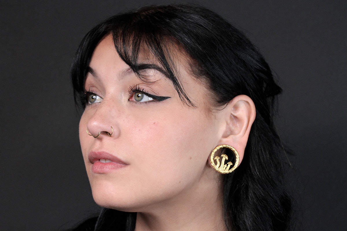 Golden Mushroom Stainless Steel Tunnels (Pair) - PSS188