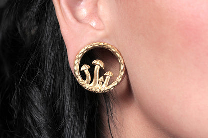 Golden Mushroom Stainless Steel Tunnels (Pair) - PSS188