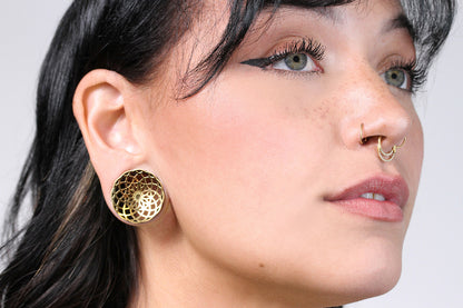 Golden Flower Stainless Steel Tunnels (Pair) - PSS206