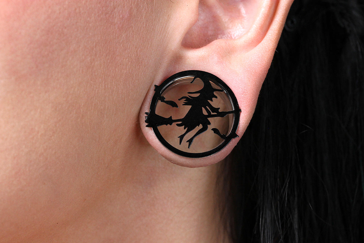 Witch and Cat Stainless Steel Tunnels - Screw on Tunnel (Pair) - PSS227