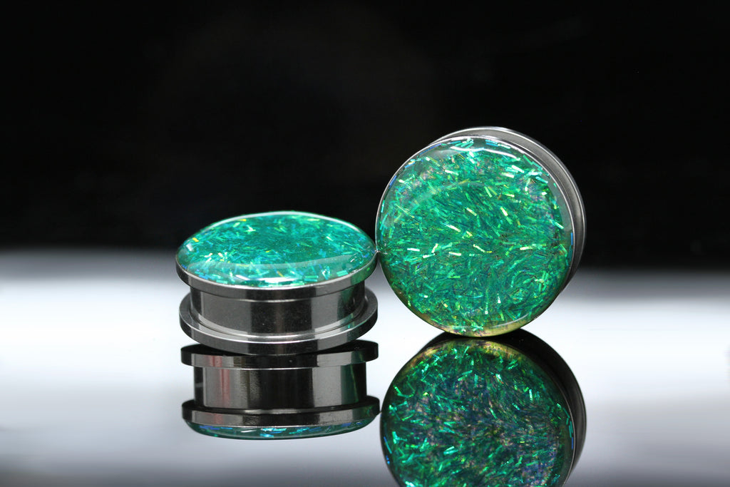 Emerald Tides Stainless Steel Plugs (Pair) - PSS237